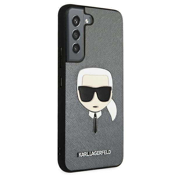 Etui KARL LAGERFELD Samsung Galaxy S22 Plus Saffiano Ikonik Karl`s Head Srebrny Hardcase